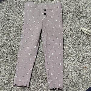 Girls' Organic Cotton Floral Ribbed Leggings